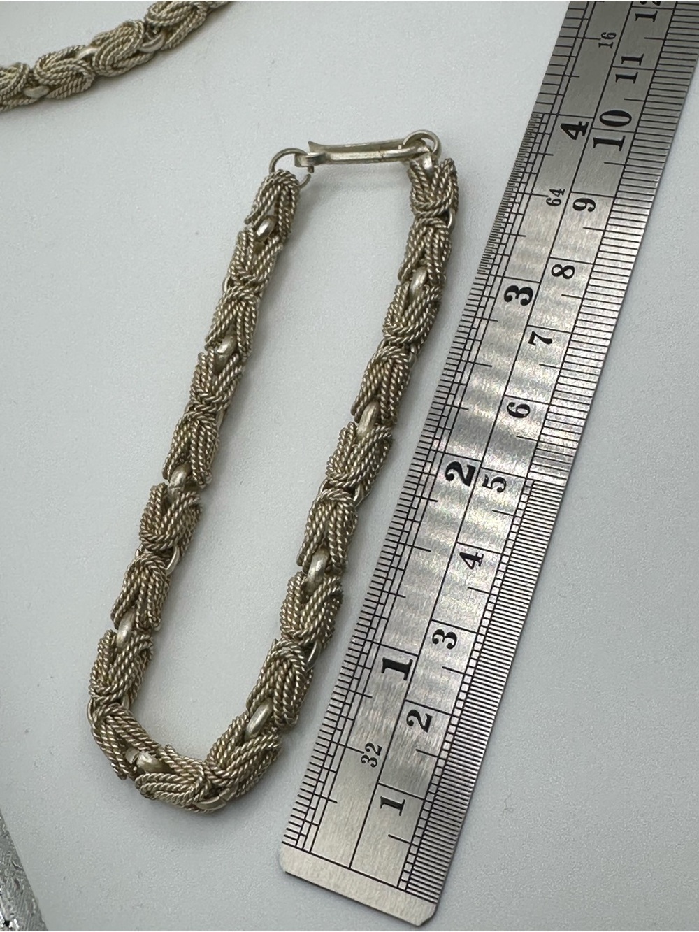 Vintage Silver Tone Rope Knot Jewelry Set Necklace Bracelet Earrings Marked - Picture 8 of 12
